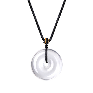 峨眉山平安扣白水晶吊坠7A纯净体水晶项链平安无事送礼物