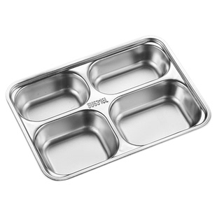 316不锈钢餐盘方形二格三格四格快餐盘成人学生食堂餐盒分格饭盒