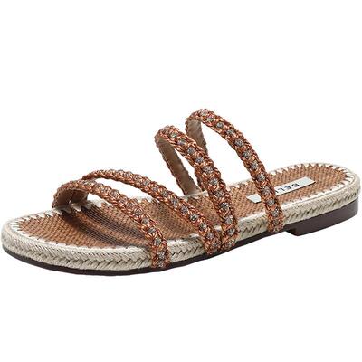 百丽度假风编织休闲拖鞋2026夏新商场款舒适薄底拖鞋F4Z1DBT6预