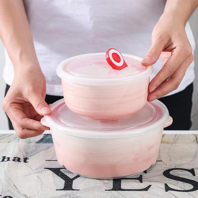 陶瓷饭盒带盖分隔保鲜密封日式便当盒微波炉加热专用分格碗上班族