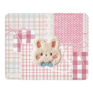 丛潇 毛绒兔子鼠标垫硬质小号便携办公电脑桌垫蚕丝纹耐脏滑鼠垫