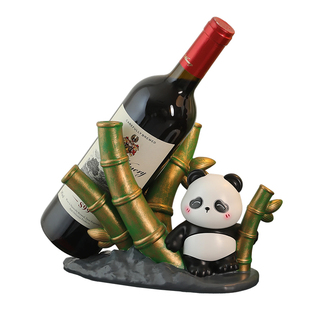 新中式熊猫红酒架客厅玄关酒柜装饰品摆件轻奢高档送乔迁新居礼物