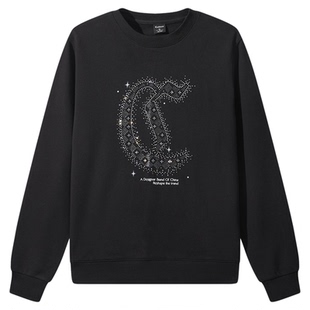 【满天星烫钻】卡宾重磅纯棉卫衣男装春新款印花圆领宽松上衣