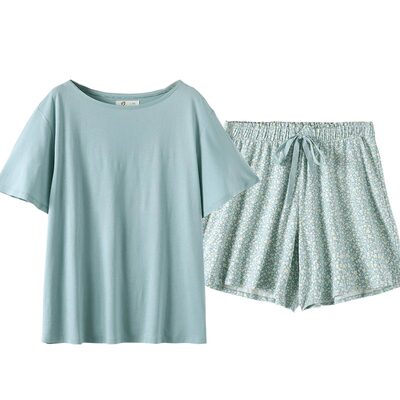睡衣女夏季莫代尔棉绸短袖家居服