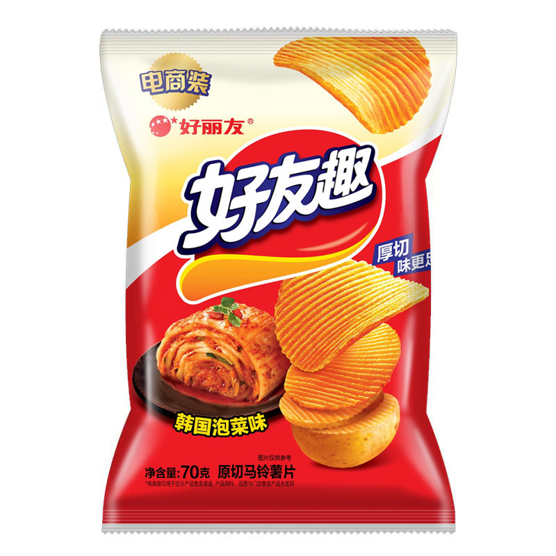 好丽友好友趣薯片韩国泡菜味70g袋装大包追剧办公室休闲小零食