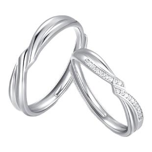 周大生情侣对戒指莫比乌斯环女纯银一对设计感生日礼物送女友
