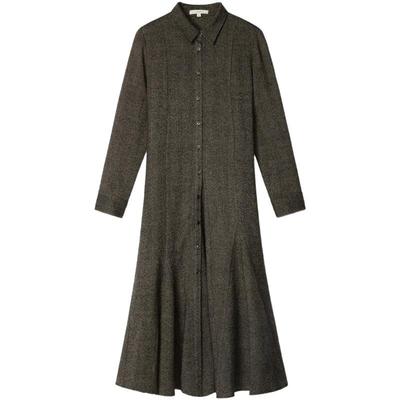 WHM气质开襟喇叭形下摆连衣裙