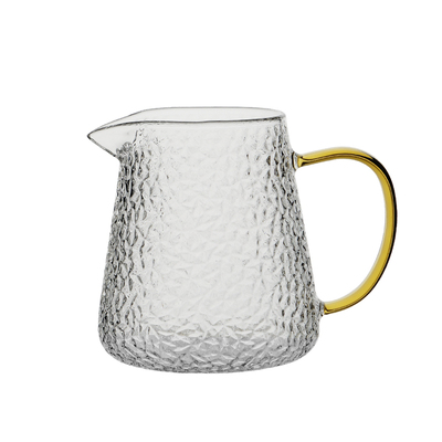 蓝度高硼硅玻璃公道杯锤纹加厚