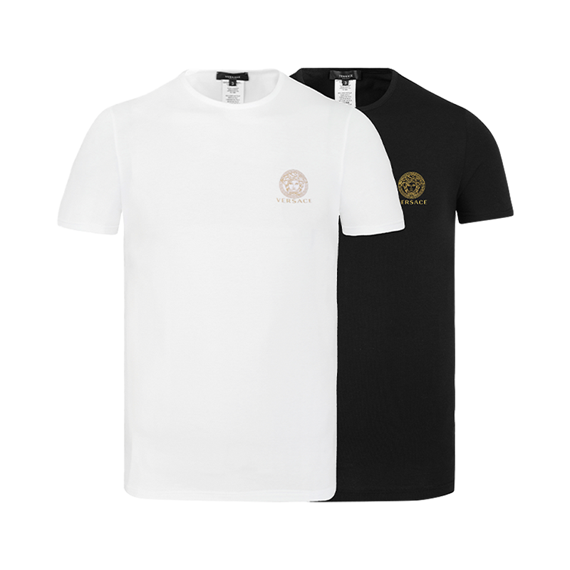 【自营】Versace/范思哲男士圆领短袖夏季简约黑白两件装百搭T恤
