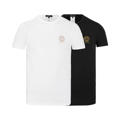 【自营】Versace/范思哲男士圆领短袖夏季简约黑白两件装百搭T恤