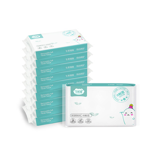益初婴儿乳霜保湿柔纸巾40抽10包宝宝用抽纸云柔巾纸面巾