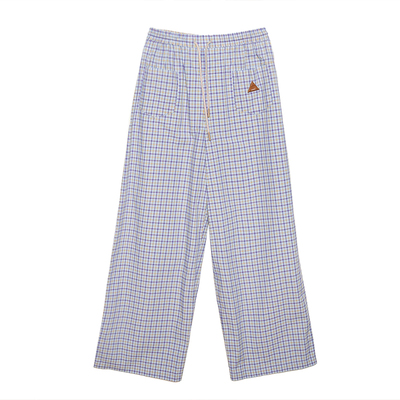 basicshenshen格纹抽绳直筒裤女