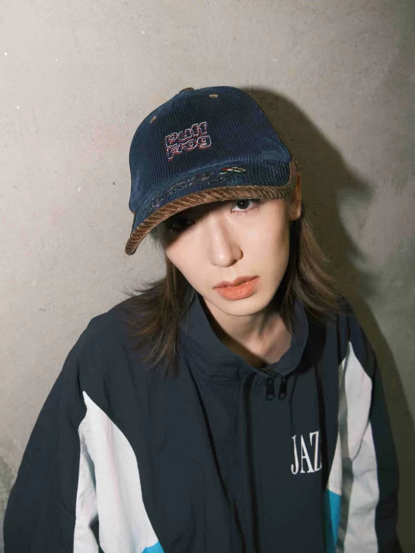 Пуховик Frog Cord Baseball Cap Puff Frog Corduroy Cartoon Embroidered Sunshade Long Eye Baseball Cap