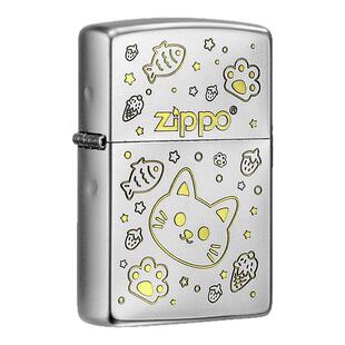 zippo打火机正品 甜心小猫深雕 芝宝正版防风煤油火机 送男友礼物
