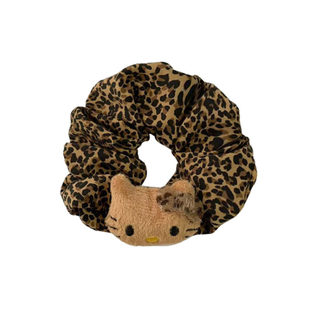 豹纹KT大肠圈~黑皮猫咪卡通发圈丸子头发绳2025新款爆款头绳发饰