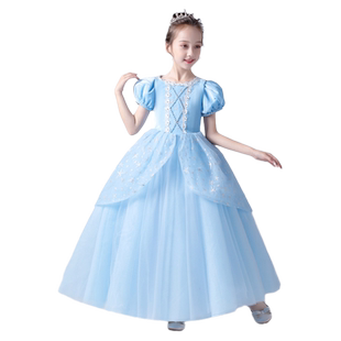 灰姑娘公主裙冰雪奇缘苏菲亚爱莎蓬蓬裙连衣裙儿童礼服裙子夏款新