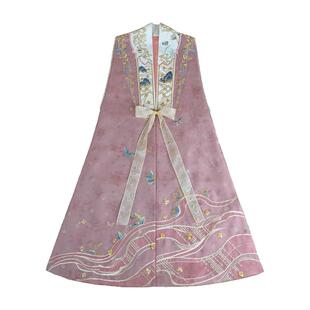 桂堂仙|明制绣花比甲重工仙汉服蓝色绿色原创汉元素改良长衫