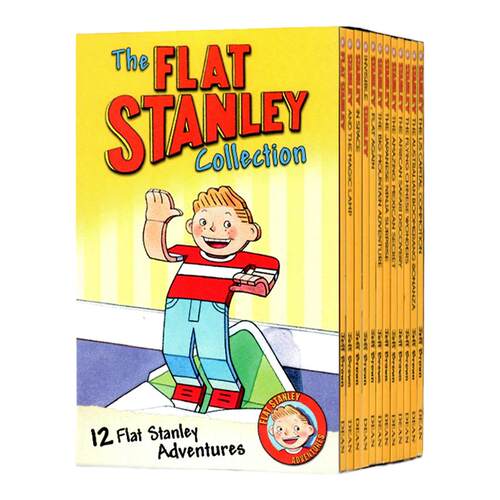 纸片人扁平的斯坦利12册盒装收藏版 The Flat Stanley Collection 英文原版小说  奇幻冒险章节书 Jeff Brown 插图故事书 性格养成