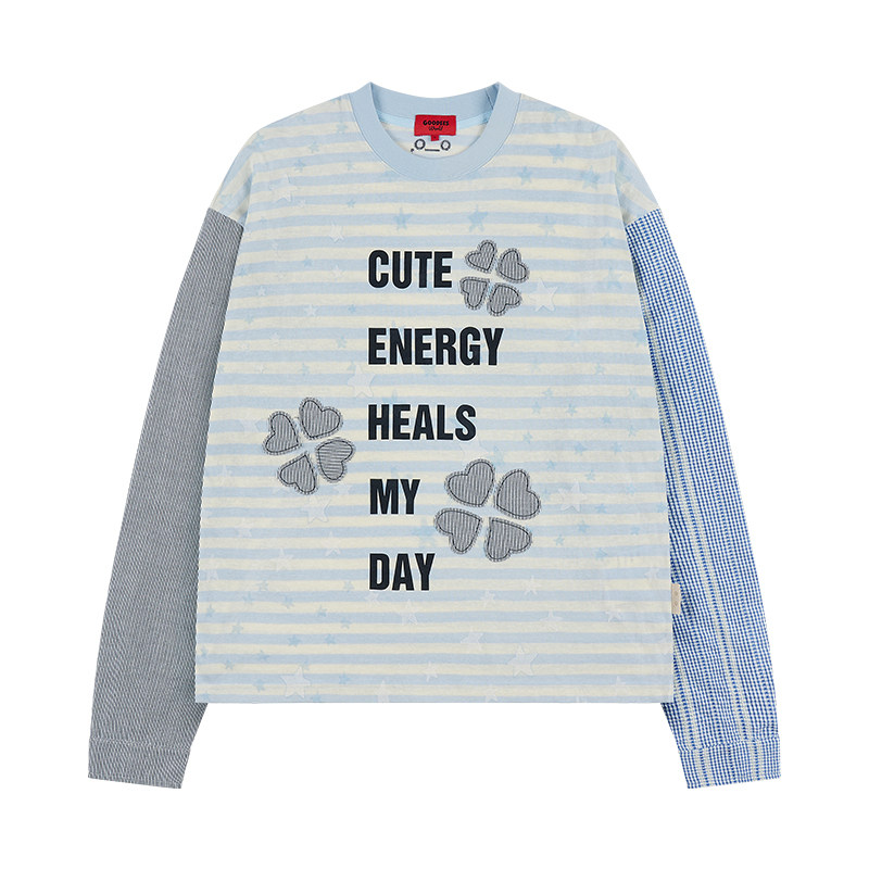 GOODBAI GOODEES 条纹拼接长袖T恤