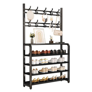 鞋架多层家用门口衣帽架入户门挂衣架一体出租房用鞋架子简易鞋柜