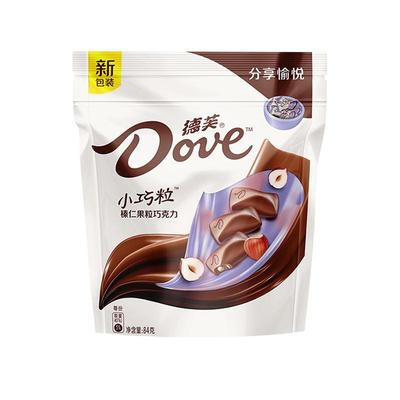 德芙巧克力袋装小巧粒84g榛仁果粒丝滑牛奶黑巧白巧休闲小吃零食