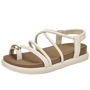 戈美其夹脚罗马凉鞋女夏外穿新款松糕底女鞋一字扣带绑带凉鞋