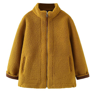 颗粒绒羊羔毛外套女冬季新款胖mm大码宽松加厚保暖拉链立领上衣潮