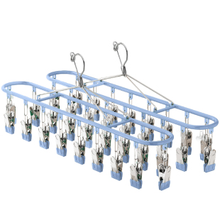 不锈钢晒袜子神器阳台多功能晾晒架多夹子防风袜子夹衣架家用挂钩