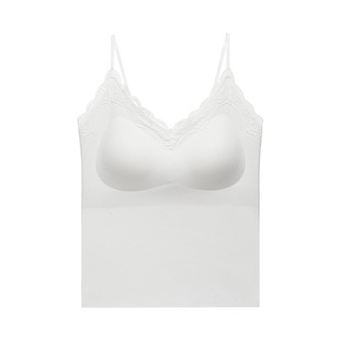 【刘亦菲同款】猫人水光蕾丝睫毛打底吊带背心女带胸垫内衣显瘦