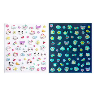 夜光浮雕指甲贴儿童女孩5D立体万圣节小孩宝宝卡通可爱多巴胺新款高颜值美甲手机笔杆贴自粘荧光贴脚指甲贴片