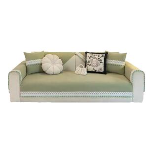 奶油风沙发垫四季通用防滑坐垫子法式复古毛绒全包沙发套罩巾盖布