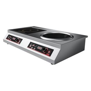 热情好太太 家用商用不锈钢电磁炉大功率3500W瓦5000平凹面双头灶