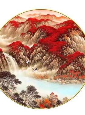鸿运当头玄关装饰画灯画新中式