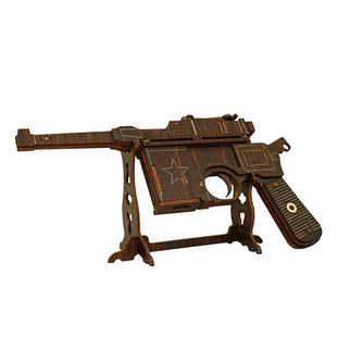 迪爱歪军事模型红军手枪摆件木质榫卯结构积木驳壳装饰毛瑟枪文创