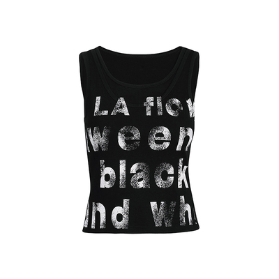 纳帕佳高弹潮牌针织背心女2026春季新款个性字母印花设计感吊带女