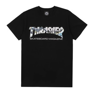 THRASHER短袖美版限定哥斯拉男女王一博同款情侣滑板潮牌火焰T恤