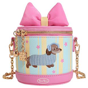 TOUTOU腊肠狗盒子包可爱迷你水桶包儿童斜挎包生日礼物送12岁女孩