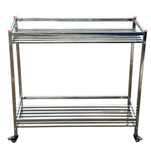 两层不锈钢双层可移动花架兰花专用架阳台落地式铁艺简约多肉花架