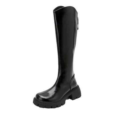 胖MM大筒围厚底长筒靴粗腿显瘦