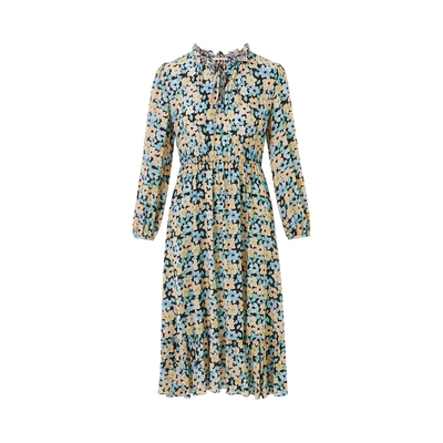 莱茵福莱尔2025年开春度假长袖碎花法式连衣裙