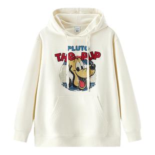 森马迪士尼合作系列卫衣女春中长款连帽宽松印花绣花炸街重磅上衣