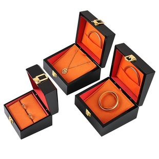 高档钢琴漆珠宝首饰盒老铺同款黄金珠宝吊坠手镯手链戒指收纳木盒