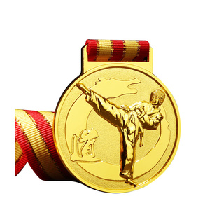 金牌奖牌定制跆拳道空手道柔道截拳道擂台赛黑带武术比赛纪念奖品