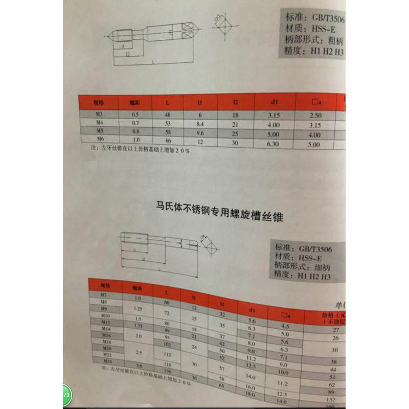 上工不锈钢专用马氏体螺旋机用丝锥M3 4 5 6 8 10 12不锈钢丝锥