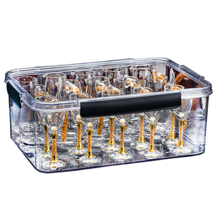 白酒杯收纳盒套装防尘密封盒饭店专用分酒器带刻度商用一两小酒盅