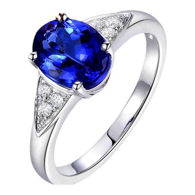 米莱珠宝天然彩宝女款坦桑石戒指