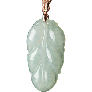 缅甸A货天然翡翠叶子吊坠冰种金枝玉叶女款挂件项链珠宝玉石证书