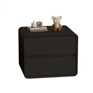 高级感床头柜黑色实木家用卧室中古奶油风床边收纳柜子简约储物柜