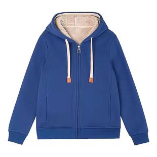 羊羔毛加绒妈妈宽松连帽卫衣女2025新款冬加厚开衫短外套保暖时尚