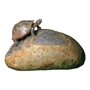 真石头带台阶乌龟晒背台爬宠用天然爬台晒台鹅卵石歇脚石生态造景